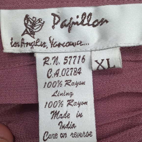 Papillion Los Angeles mauve rayon layered lined midi skirt xl - Picture 5 of 6